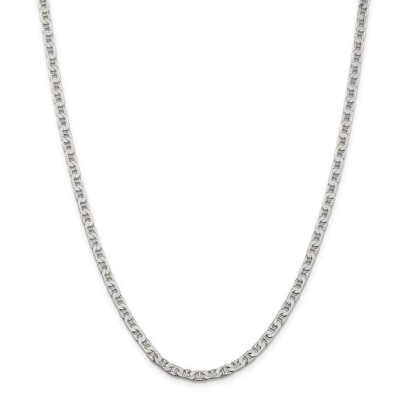 3mm Solid Sterling Silver Flat Anchor Chain Necklace Diamond Cut Mariner Link - Picture 2 of 8